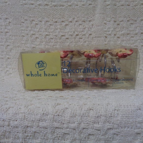Flower shower curtain hooks set of 12 NIP - Picture 2 of 2